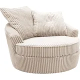 INOSIGN Drehsessel »AMECA, Love Seat XXL, Lese-Sessel, Big-Sessel 122 x 126 x 76 cm«, (1 St.), mit Mega-Cordstoff, Drehfunktion und Federkern beige