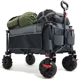 XXL Bollerwagen Faltbar 200L Breite Reifen Handwagen Klappbar mit Bremsen Sei...