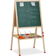Relaxdays Standtafel Kinder, mit Whiteboard Weiß,Dunkelgrün,Hellbraun