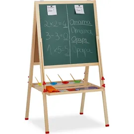 Relaxdays Standtafel Kinder, mit Whiteboard Weiß,Dunkelgrün,Hellbraun