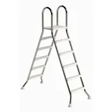 HAF Poolleiter Ideal Hochbeckenleiter 5+5 Stufen 1,5m/1,5m V2A Edelstahl Poolleiter (Plattform mit 120 kg belastbar, Aus hochwertigem V2A Edelstahl), Stabile Schwimmbadleiter für Aufstellpool 5+5 Stufen