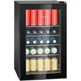 Bomann KSG 7287 Flaschenkühlschrank, 43 cm breit, 63 Liter, LED Innenbeleuchtung, Chromablagen, schwarz