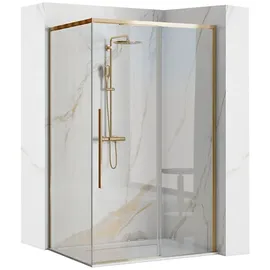 REA Duschkabine Solar mit Schiebetür 90 x 120 cm Gold transparent