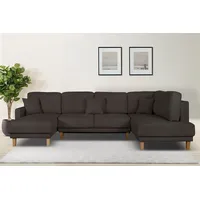 Home Affaire Wohnlandschaft HOME AFFAIRE Triplo wahlweise mit Schlaffunktion, Steppung im Rückenkissen, U-Form" Sofas Gr. B/H/T: 310 cm x 90 cm x 192 cm, Struktur weich, Recamiere links, mit Bettfunktion-mit Bettkasten, schwarz Wohnlandschaften