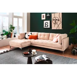Ecksofa TRENDS BY HG "Landau L-Form", beige (cream), B:275cm H:75cm T:158cm, Sofas, in Cord-Stoff mit Metallfuß