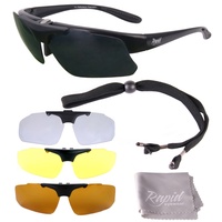 Rapid Eyewear Rx POLARISIERTE SPORTBRILLE SEHSTÄRKE mit Optikadapter und Wechselgläser x4. Brille für Radsport, Ski, Schießen, Laufen, usw. Optische Sonnenbrille Für Herren und Damen