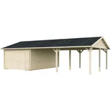 Palmako Garage Roger 19,0 + 33,2 m2 - 44 mm - mit Holztor naturbelassen