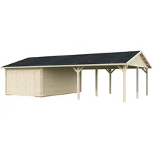 Palmako Garage Roger 19,0 + 33,2 m2 - 44 mm - mit Holztor naturbelassen