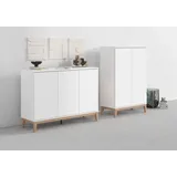 OTTO home Highboard 80 x 121 x 41 cm Weiß / Wotan Eiche
