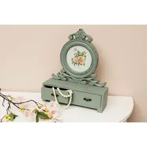 Myflair Bilderrahmen "Senja, grün", grün, B:30cm H:10cm T:37cm, MDF, MYFLAIR MÖBEL & ACCESSOIRES, Bilderrahmen, Bilderrahmen, mit 2 Schubladen, ideal auch als Schmuckkasten, Shabby Optik