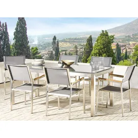 Beliani Gartentisch 180 x 90 x 76 cm Grau/Silber