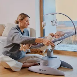 lionelo - Babyschaukel mit Melodie MELL Beige Sand 4xAA + Fernbedienung - Weiß/Beige