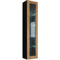 Mirjan24 Hängevitrine, Schwarz, Eiche Wotan, Holzwerkstoff, Rechteckig, 40x180x30 cm,