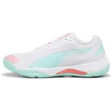 Puma Solarstrike III W+ Indoor Court Shoe, White-Electric Peppermint, 41