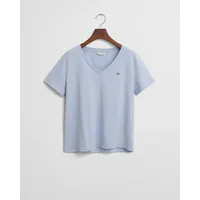 GANT Damen REG Shield SS V-Neck T-Shirt, Fresh Blue,