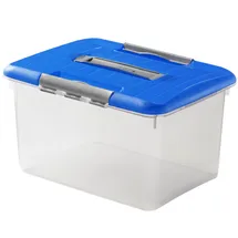 Curver 00032-376-00 Transportbox Optimabox - L, 15 L, transparent/blau/Silber