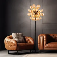 GLOBO Wohnzimmerleuchte Stehleuchte Standlampe Glaskugeln Amber Gold 6-Flammig 155cm