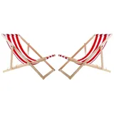 woodok Gartenliege 2-er Set 120 x 60 x 80 cm Rot/Weiß