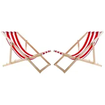 woodok Gartenliege 2-er Set 120 x 60 x 80 cm Rot/Weiß