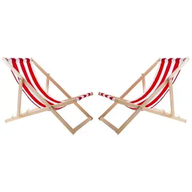 woodok Gartenliege 2-er Set 120 x 60 x 80 cm Rot/Weiß