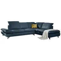 W.Schillig Ecksofa taoo, elegant und zeitlos, bequem, L-Form, mit Sitziefenverstellung & Kopfteilverstellung blau