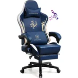 GTPLAYER Gaming Stuhl Gamer Stuhl mit Bluetooth-Lautsprechern und Fußstütze, Dragon Series Bürostuhl, Ergonomischer Drehsessel, Computerstuhl blau - Blau