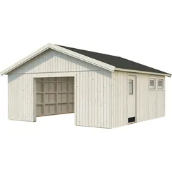 Garage PALMAKO "Andre", beige (naturbelassen), Holzwerkstoff, Garagen, BxTxH: 603x622x216 cm, ohne Tor, natur