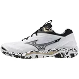 Mizuno Wave Stealth 6 Handballschuhe, 41 - white/black/ge gold 42.5