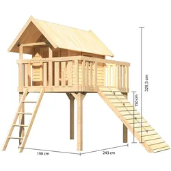 Akubi Stelzenhaus Fidel mit Satteldach inkl. Holzrampe naturbelassen