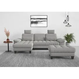 sit&more Ecksofa SIT & MORE "Westham L-Form", silber, B:275cm H:88cm T:172cm, 90% Polyester 10% Polyamid, Sofas, Ecksofa, Recamiere, mit oder ohne Bettfunktion, Bettkasten, Füße wengefarben