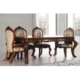 Casa Padrino Esszimmer-Set Luxus Barock Esszimmer Set Grau / Braun / Gold - 1 Barock Esstisch & 6 Barock Esszimmerstühle - Esszimmer Möbel im Barockstil - Edel & Prunkvoll