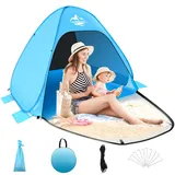 MAXDONE Strandmuschel Pop Up Strandzelt für 2-3 Personen Automatisches Strand Camping Zelt UV50+ Schutz, Tragbar Extra Light Strandzelt für Familien Strand Camping Garten mit Tragetasche