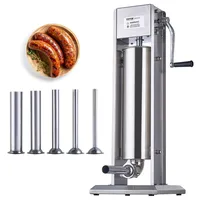 Vevor Manueller Wurstfüller, 7 l / 15 Pfund vertikale Wurstmaschine, Fleischfüller mit zwei Geschwindigkeiten, aus lebensmittelechtem 304 Edelstahl, inkl. 5 Füllrohren, für Zuhause, Küche, Restaurant,