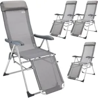 CASARIA Bern Gartenstuhl 57,5 x 69 x 111 cm silber/anthrazit gepolstert klappbar 2 Stück