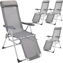 CASARIA Bern Gartenstuhl 57,5 x 69 x 111 cm silber/anthrazit gepolstert klappbar 2 Stück