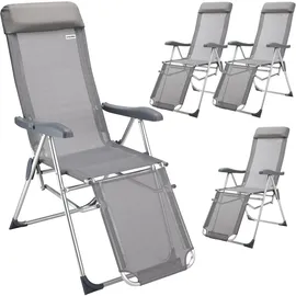 CASARIA Bern Gartenstuhl 57,5 x 69 x 111 cm silber/anthrazit gepolstert klappbar 2 Stück