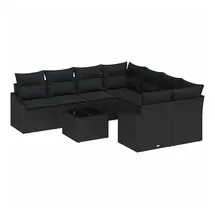 vidaXL Garten-Sofa-Set Schwarz