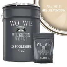 WO-WE 2K Poolfarbe Poolbeschichtung Schwimmbadfarbe - Hellelfenbein wie RAL 1015-20Kg