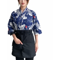 HOYI Unisex Kochjacken, Japanisch Korea Style Koch Uniform Kimono Kellner Oberteile Sushi Restaurant Kellner Arbeitskleidung(Size:XXL,Color:Blau)