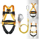 Magicbox Fallschutz Auffanggurt mit Verdickte Lendenwirbelstütze,190cm 150kg für Outdoor Baumklettern Bergsteigen Rettungsdienst Fallschutz Auffanggurt Absturzsicherung Sicherheitsgurt Set