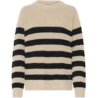 Oxmo Strickpullover mit Streifen Beige S