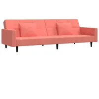 vidaXL Schlafsofa 2-Sitzer mit 2 Kissen Rosa Samt