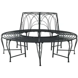 vidaXL Baumbank Ø 160 x 89 cm Schwarz
