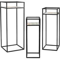 Spetebo Metall Blumenhocker schwarz 3er Set - 70 /