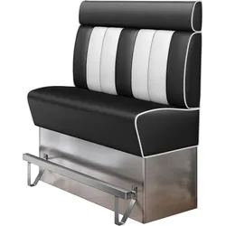 Diner Hochbank | Schwarz | B:H 160 x 158 cm | Gestreift | Leder | American Diner Möbel, American Hochbank, Thekenbank