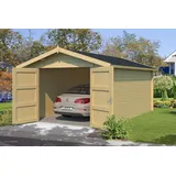 Nordic Holz Einzelcarport MAURITIUS 34 3,82 x 5,60 m beige inkl. breites Vollholz-Garagentor