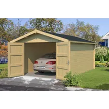 Nordic Holz Einzelcarport MAURITIUS 34 3,82 x 5,60 m beige inkl. breites Vollholz-Garagentor