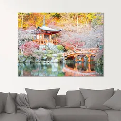 Glasbild ARTLAND "Shingo Buddhistischer Tempel", bunt (farbe bild(er): bunt), B:80cm H:60cm, Bilder, in verschiedenen Größen