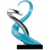 KUNSTLOFT Skulptur, Blau, Silber, Stein, 63x45x28 cm, Dekoration, Skulpturen