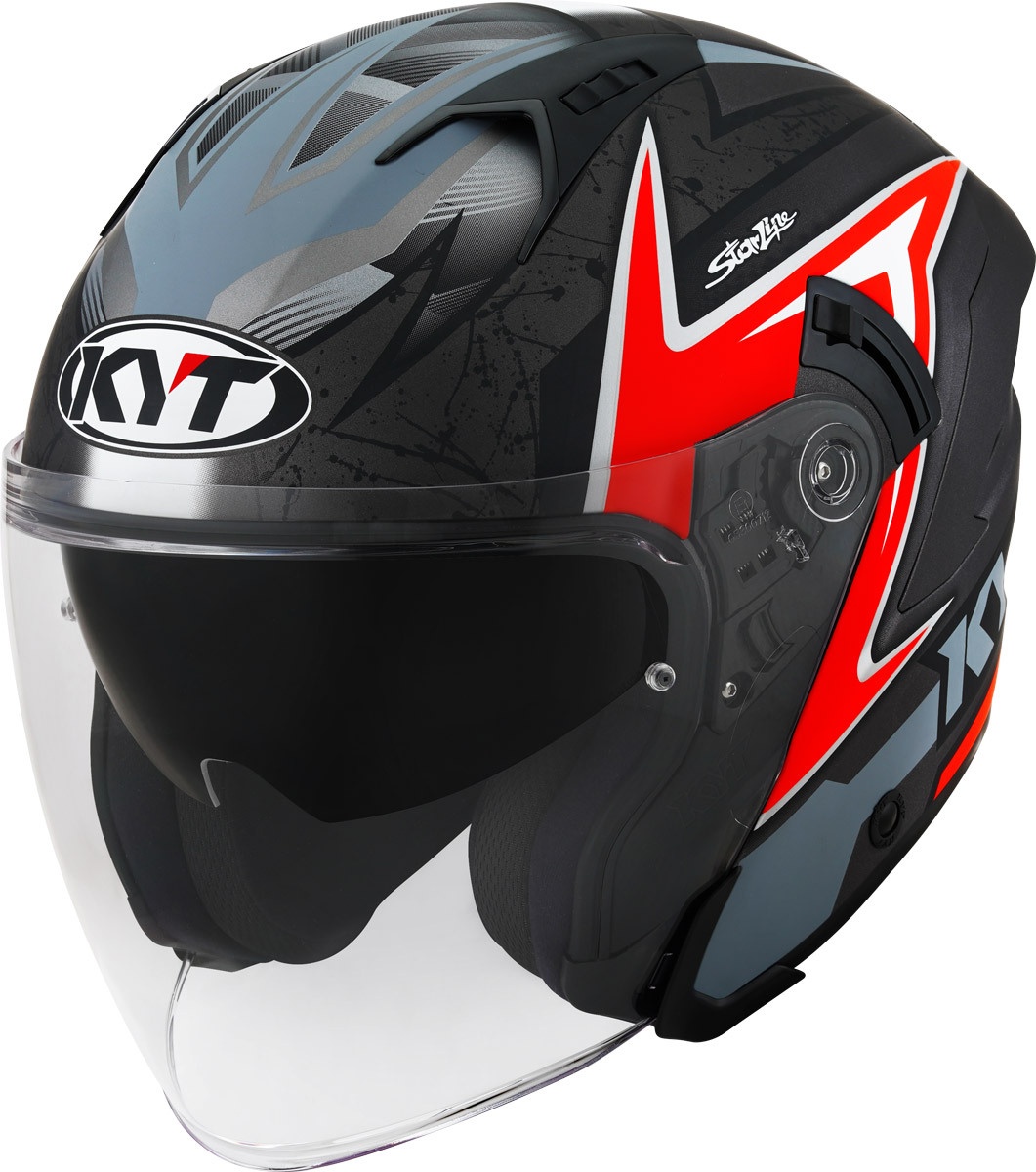 KYT NF-J Attitude Jet Helm, zwart-rood, XS